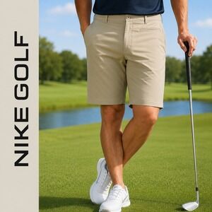 Nike Golf Dri-Fit Shorts Mens 38 Tan Performance Standard Fit Flat Front Outdoor